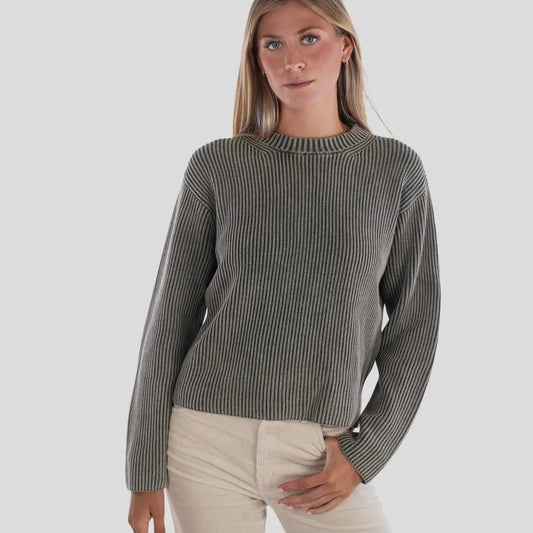 Jetty Sundrenched Crewneck Sweater - Olive