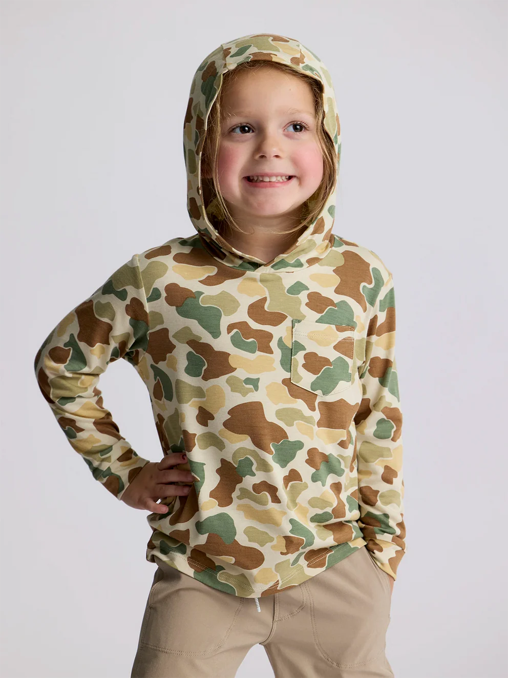 Free Fly Toddler/Youth Bamboo Shade Hoodie - Vintage Camo Desert Tan