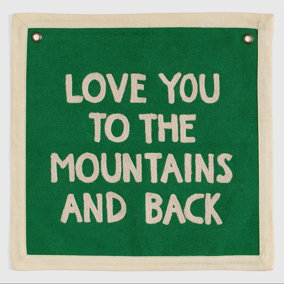 Mountains and Back Embroidered Canvas Banner