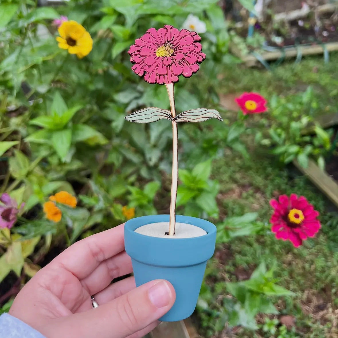 Hand Painted Wooden Flower