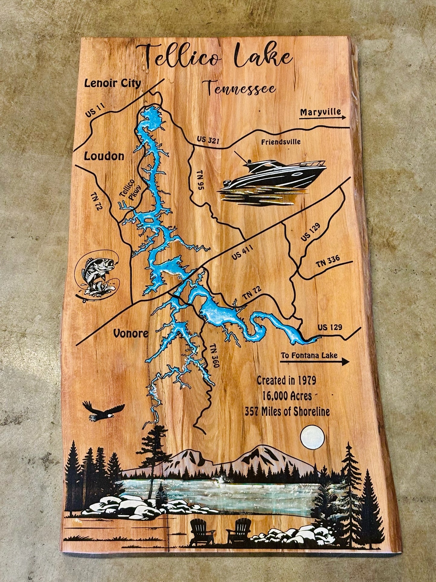 Laser Engraved Wood Map