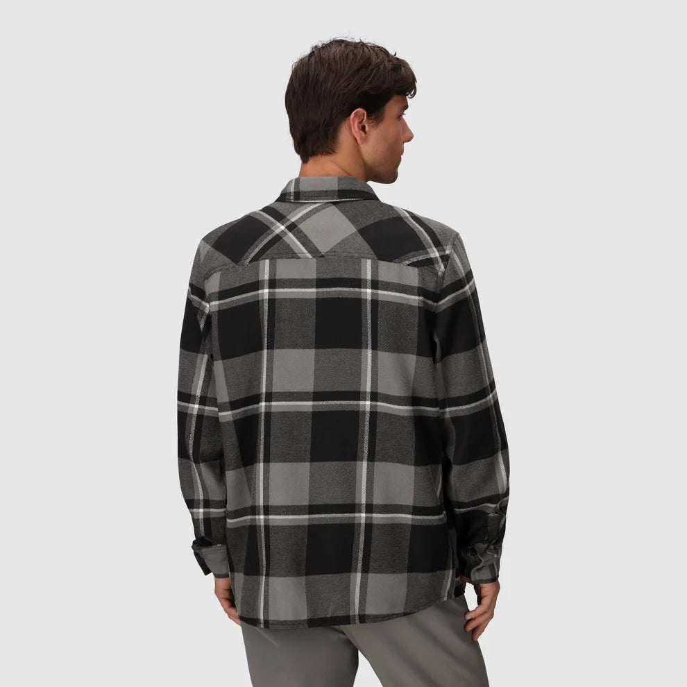 Outdoor Research Men's Feedback Flannel Twill Shirt Black / Pewter Plaid