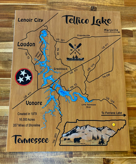 Laser Engraved Faux Leather Map