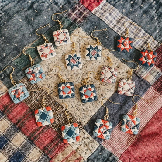 Quilt Block Dangle Earrings