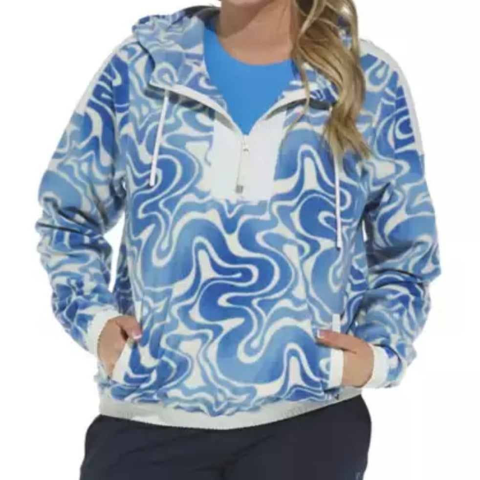 LIV Outdoors Rowan Microfleece Quarter Zip Hoody - Blue Swirl