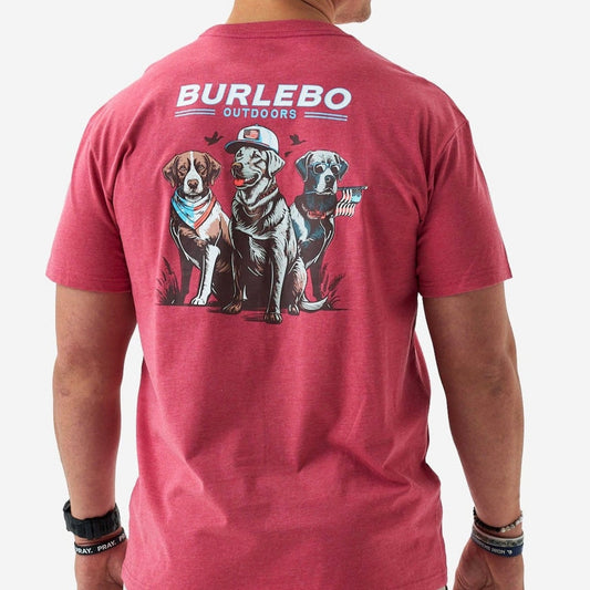 Burlebo Short Sleeve Tee - American Dogs - Heather Crimson
