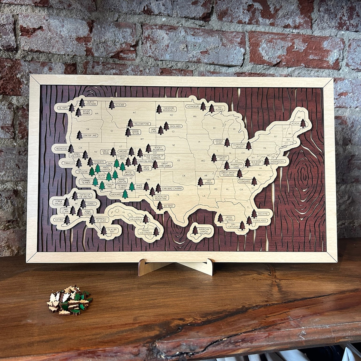 National Park Map Wood Sign (3 Layer)