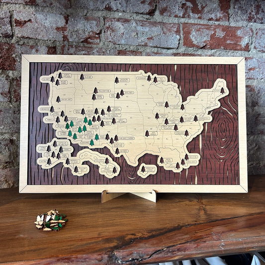 National Park Map Wood Sign (3 Layer)