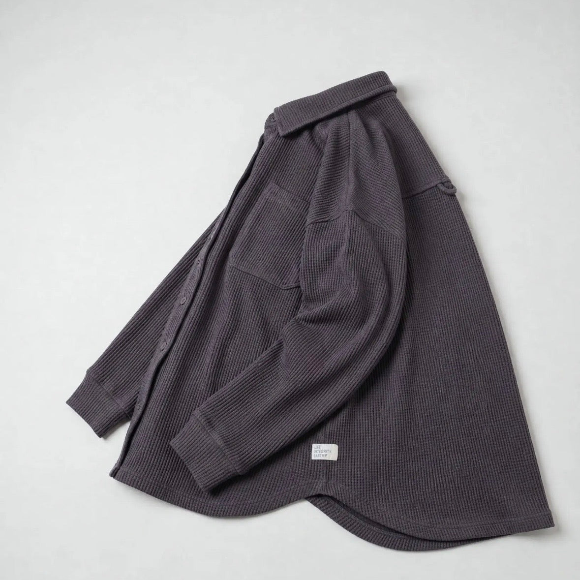 LIV Outdoor Kigo Heavy Waffle Shacket in  Charcoal