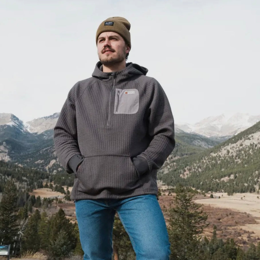 New Frontier Men's Waffle Tech Hoodie in Carbon