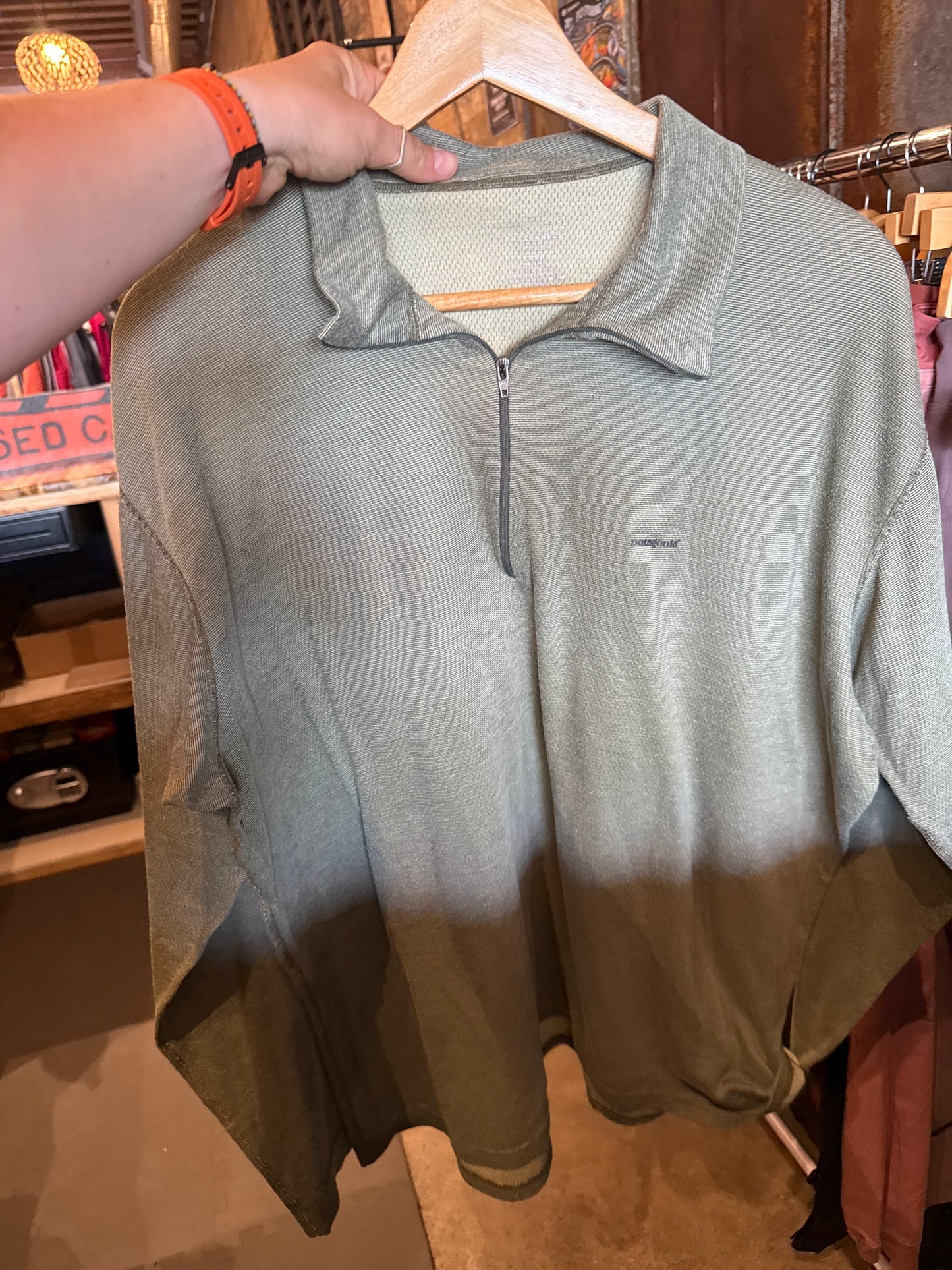 USED 6/15/26 Patagonia Capilene 3 Midweight 1/4 Zip Green/Grey XXL