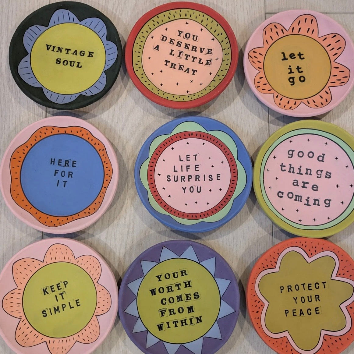 Terra Cotta/Pottery Jewelry and Ring Dish - Positive Saying