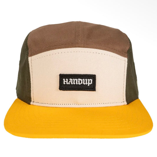 Handup 5 Panel Camp Hat - Multi Color Olive/Gold/Brown