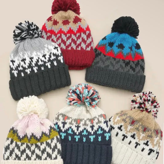 Chevron Knit Pom Beanie