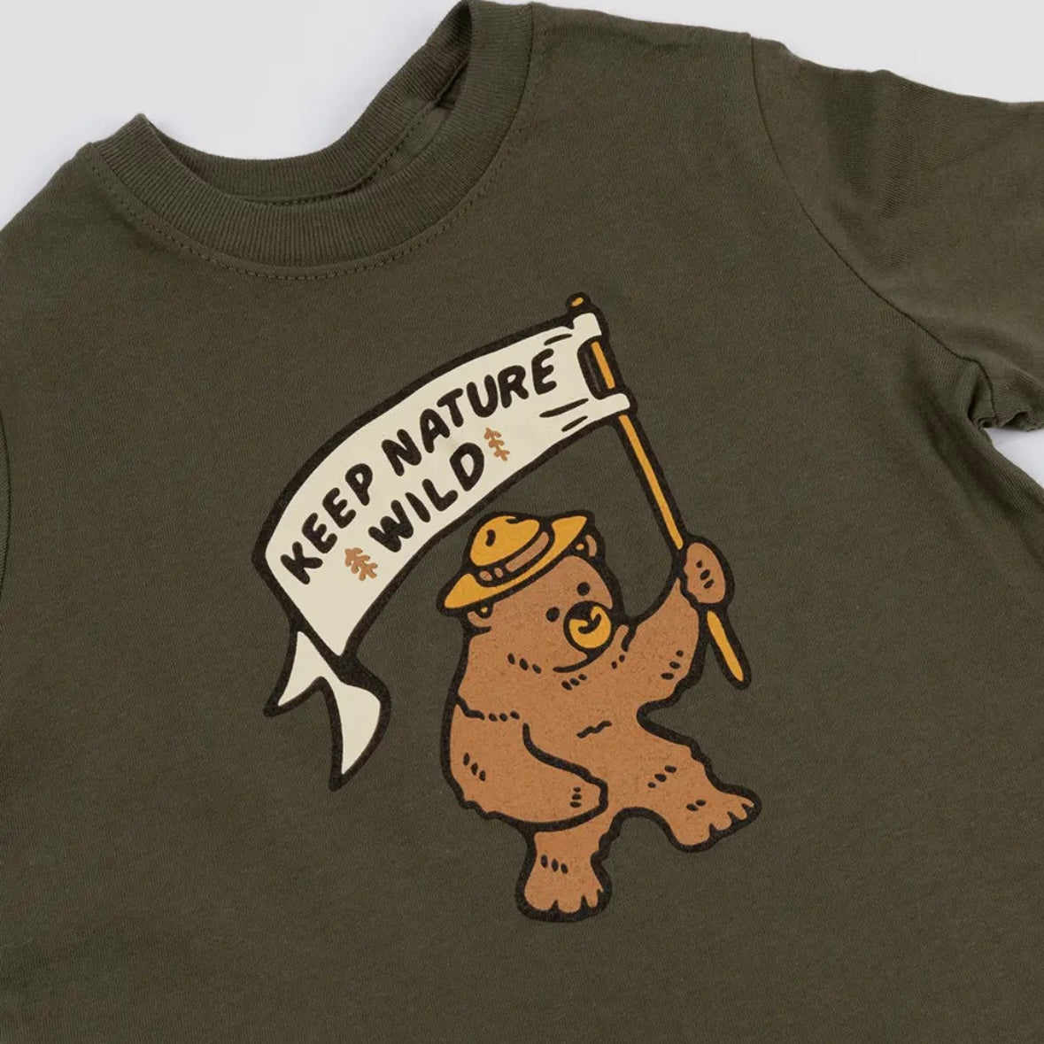 Keep Nature Wild Happy Camper Bear Youth - Olive