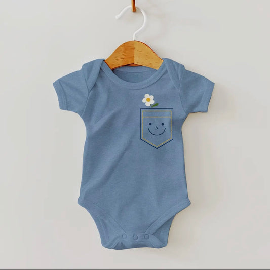 Denim Pocket with Flower
Baby Bodysuit