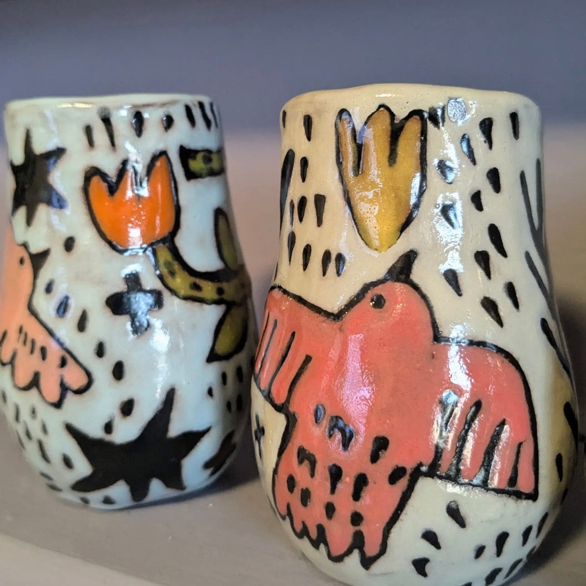Pink Birds Mini Vases