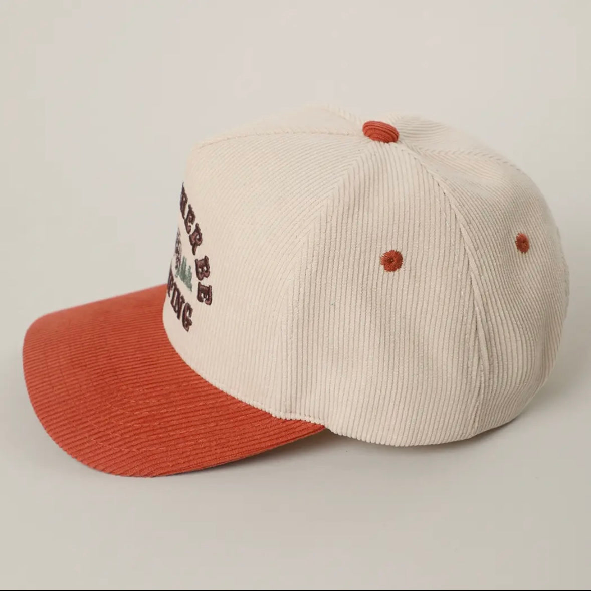 I'd Rather Be Camping 3D Embroidered Corduroy Trucker Hat