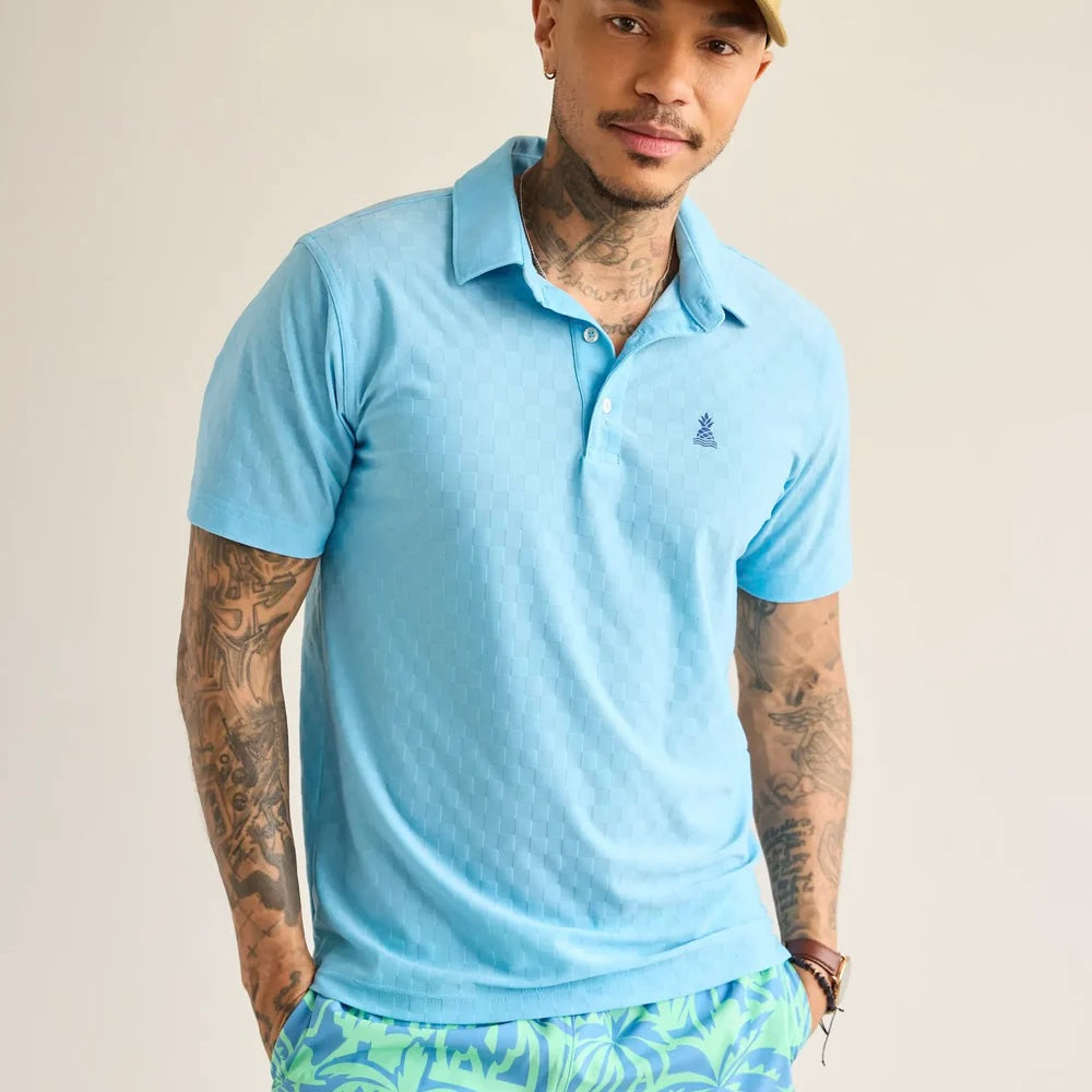 Chubbies Shorts - The Afternoon Blue Textured Performance Polo