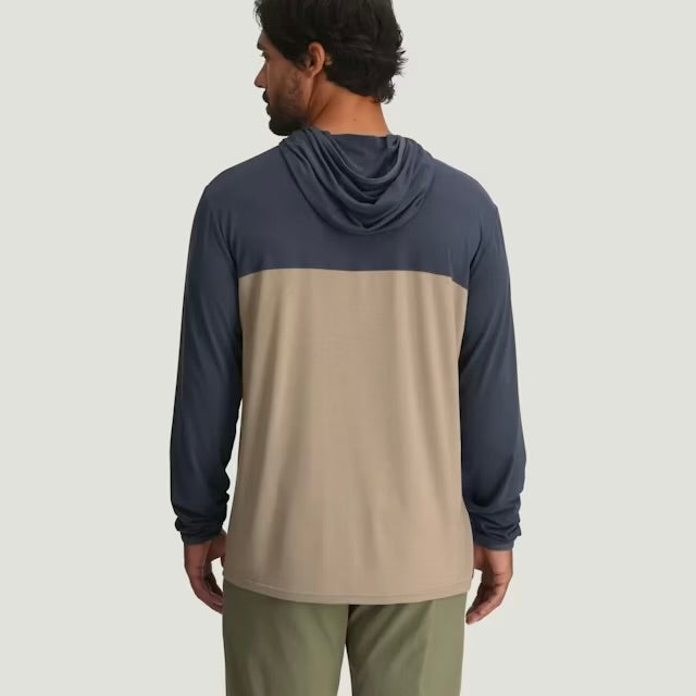 Free Fly Men's Bamboo Hybrid Hoodie - Storm Cloud / Desert Tan