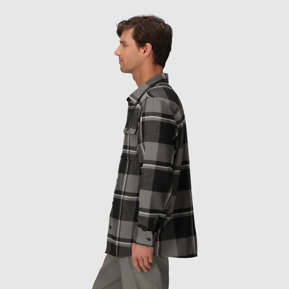 Outdoor Research Men's Feedback Flannel Twill Shirt Black / Pewter Plaid