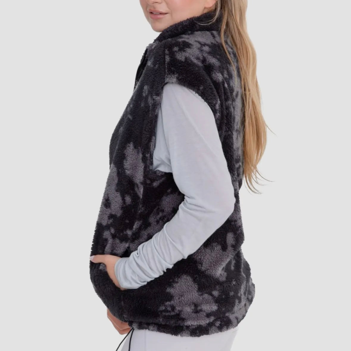 Dark Inkblot Oversized Sherpa Vest