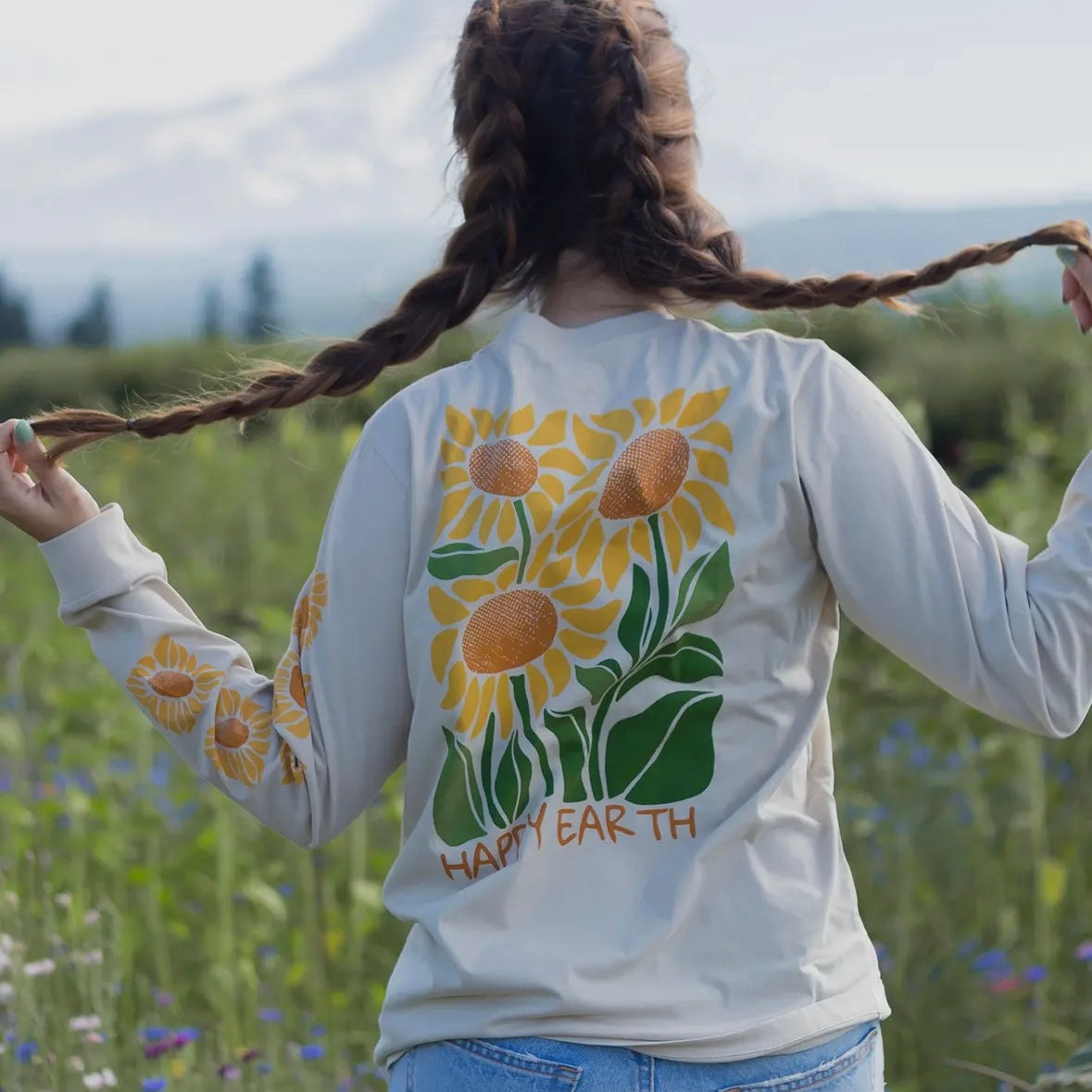 Happy Earth Sunflowers Long Sleeve Tee