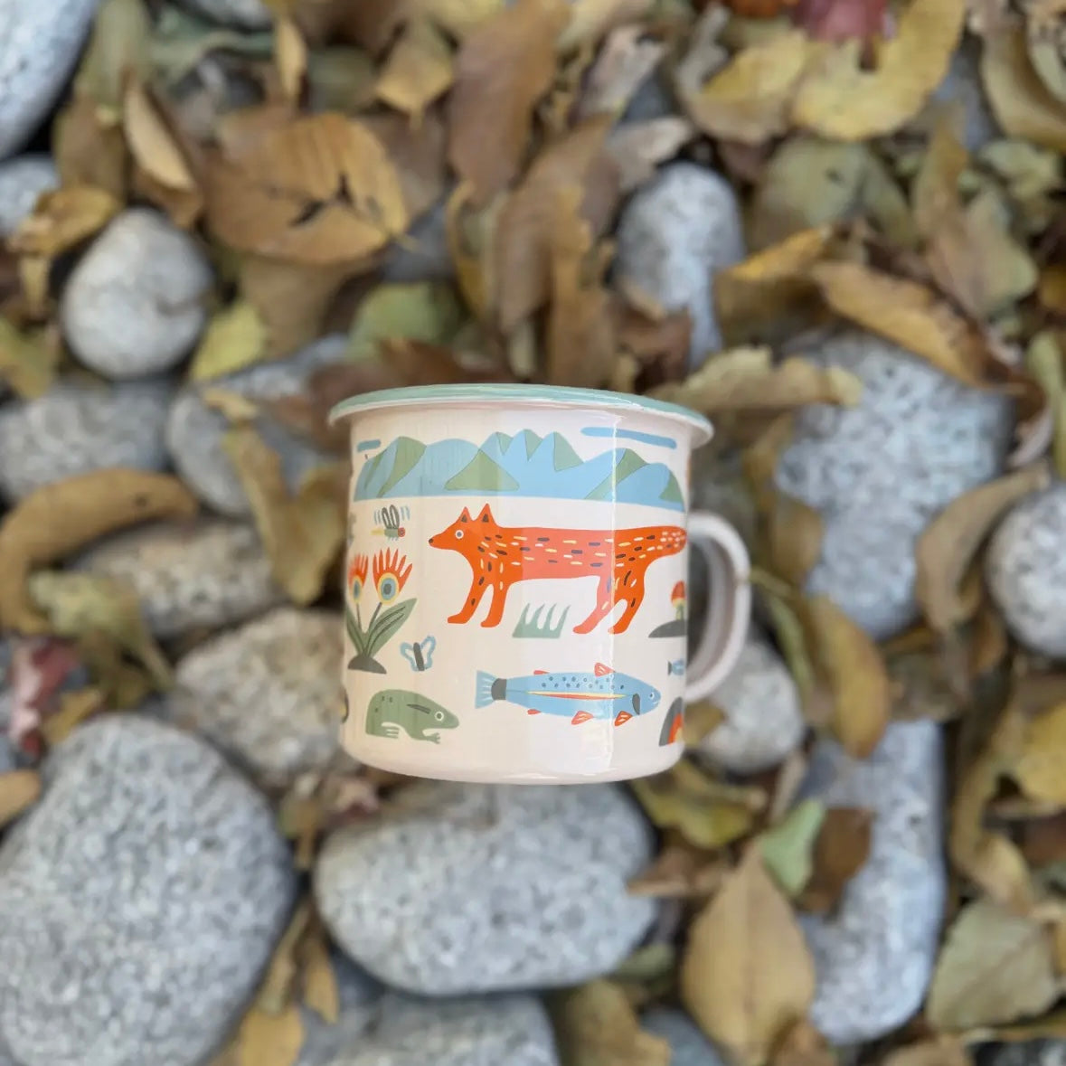 Trek Light Enamel Camp Mug Mountain Stream | 16oz | Trout