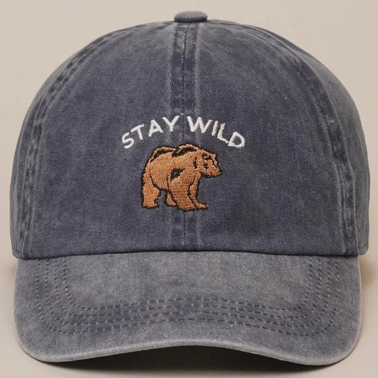 Stay Wild Bear Embroidered Baseball Dad Cap