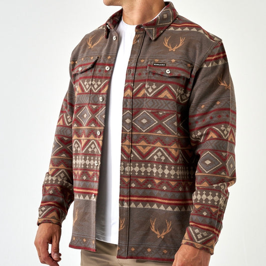 Burlebo Vintage Heavyweight Flannel - Whitetail Aztec - Brown