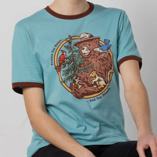 The Landmark Project Smokey's Friends Ringer Tee Glacier Blue/Redwood