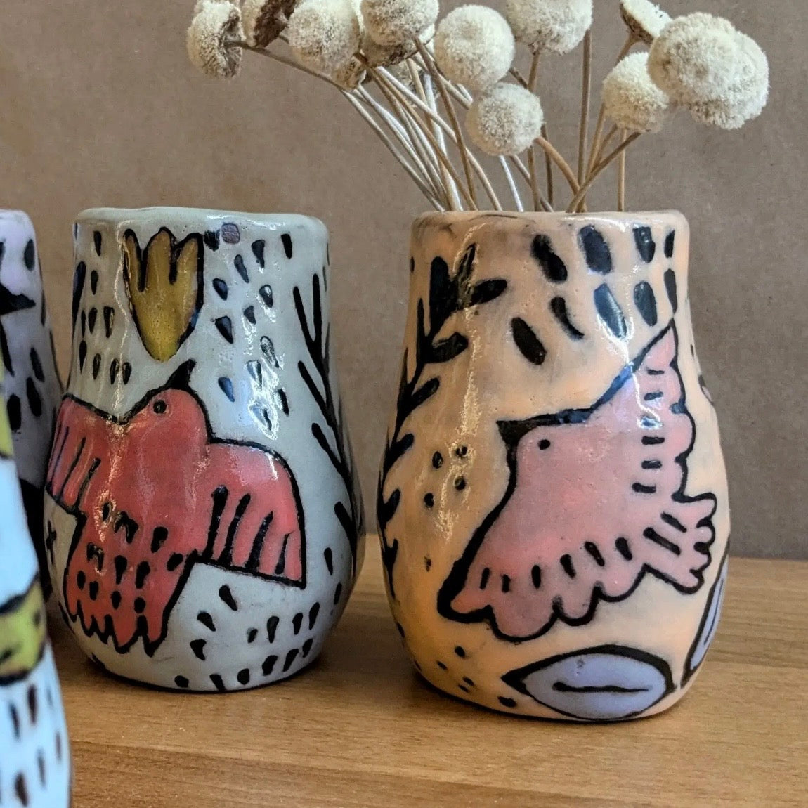 Pink Birds Mini Vases
