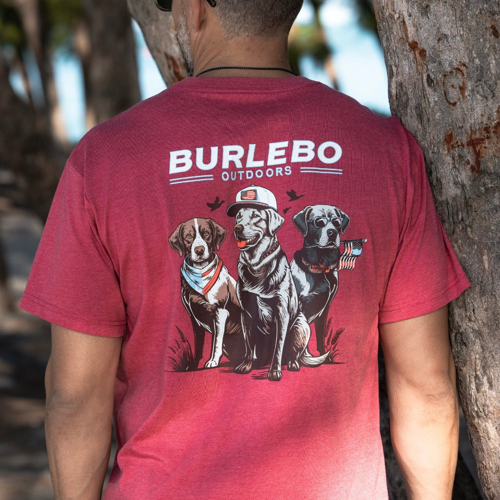 Burlebo Short Sleeve Tee - American Dogs - Heather Crimson