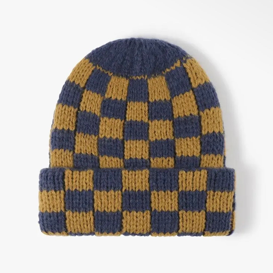 Checker Soft Plush Beanie Hat