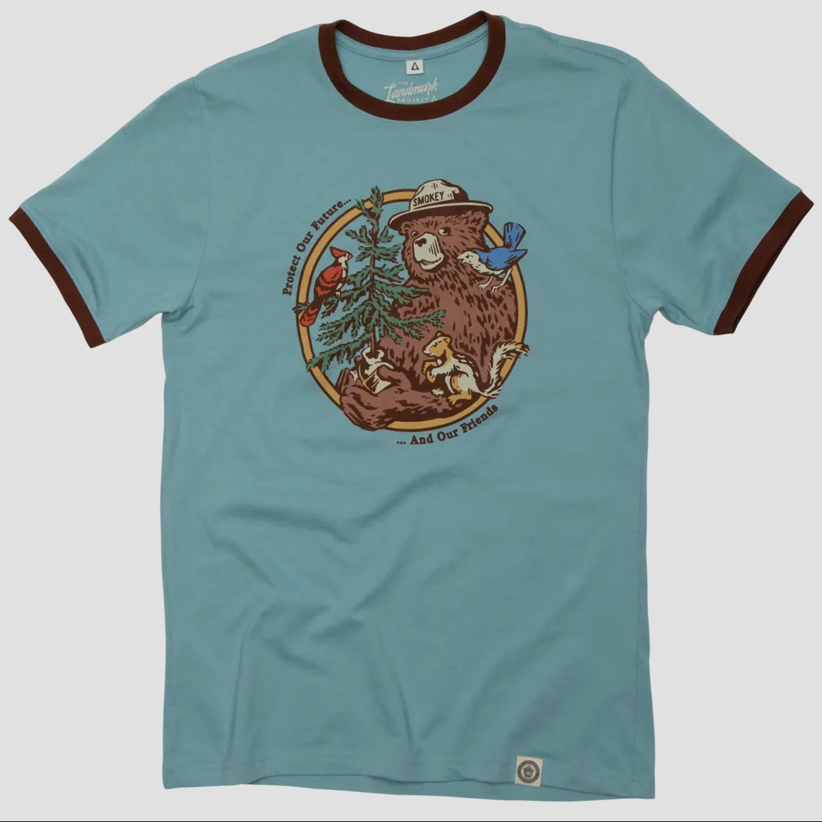 The Landmark Project Smokey's Friends Ringer Tee Glacier Blue/Redwood