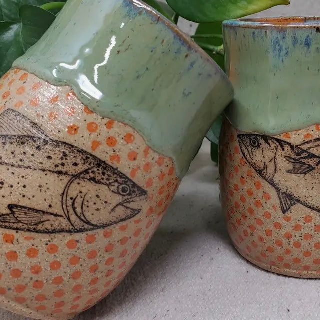 Turtle Hollow Pottery Orange Polka Dot Fish