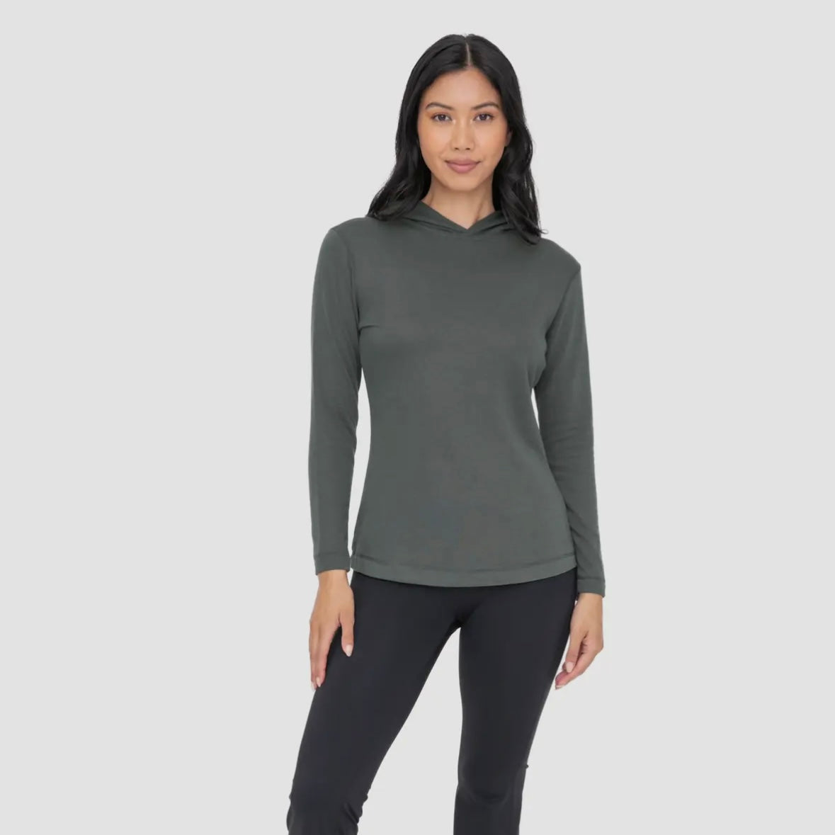 Slim Fit Women’s Hooded Pullover in Deep Forest