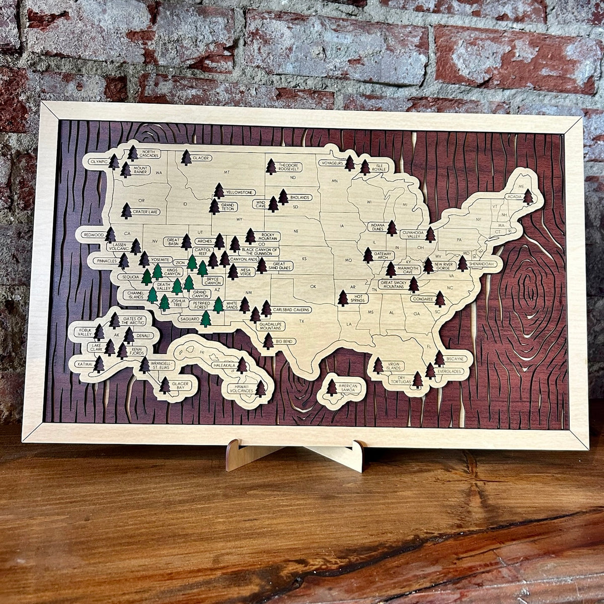 National Park Map Wood Sign (3 Layer)