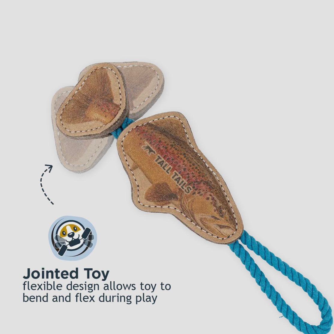 Natural Leather Jointed Trout Tug Dog Toy