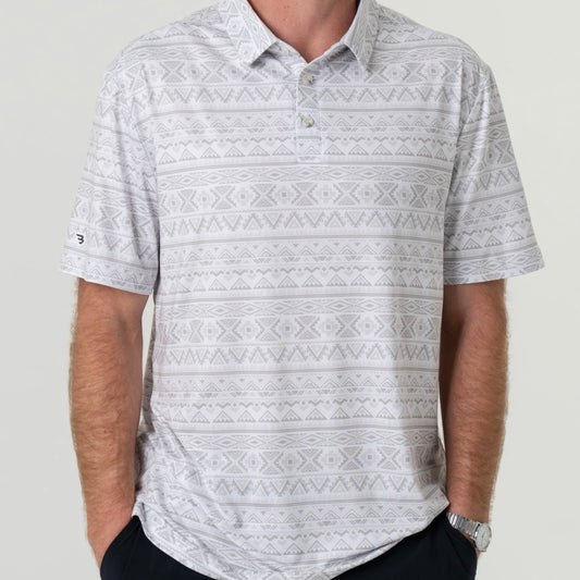 Burlebo Performance Polo in Grey Aztec