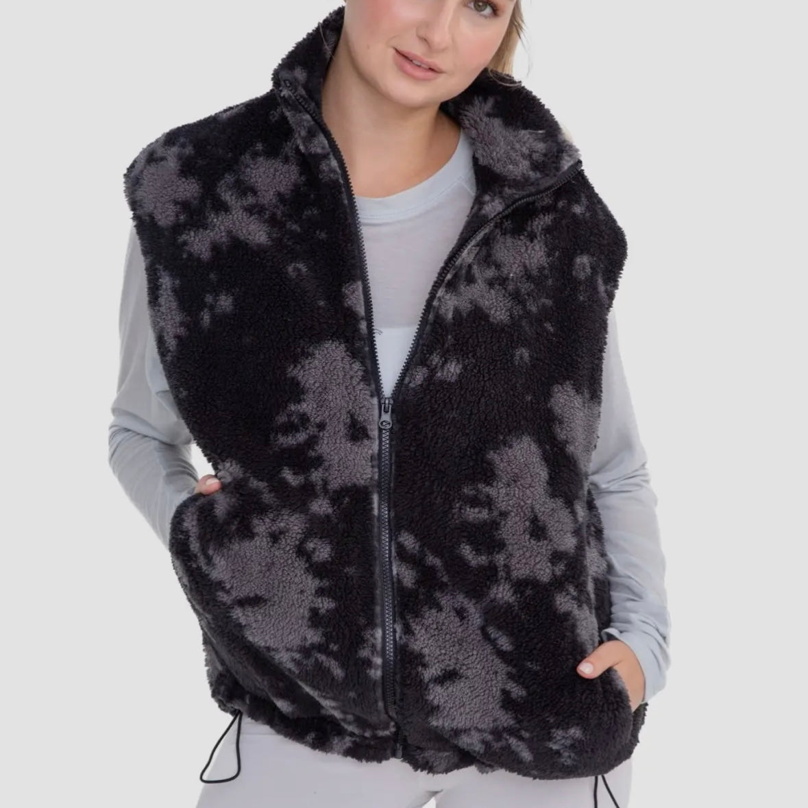 Dark Inkblot Oversized Sherpa Vest