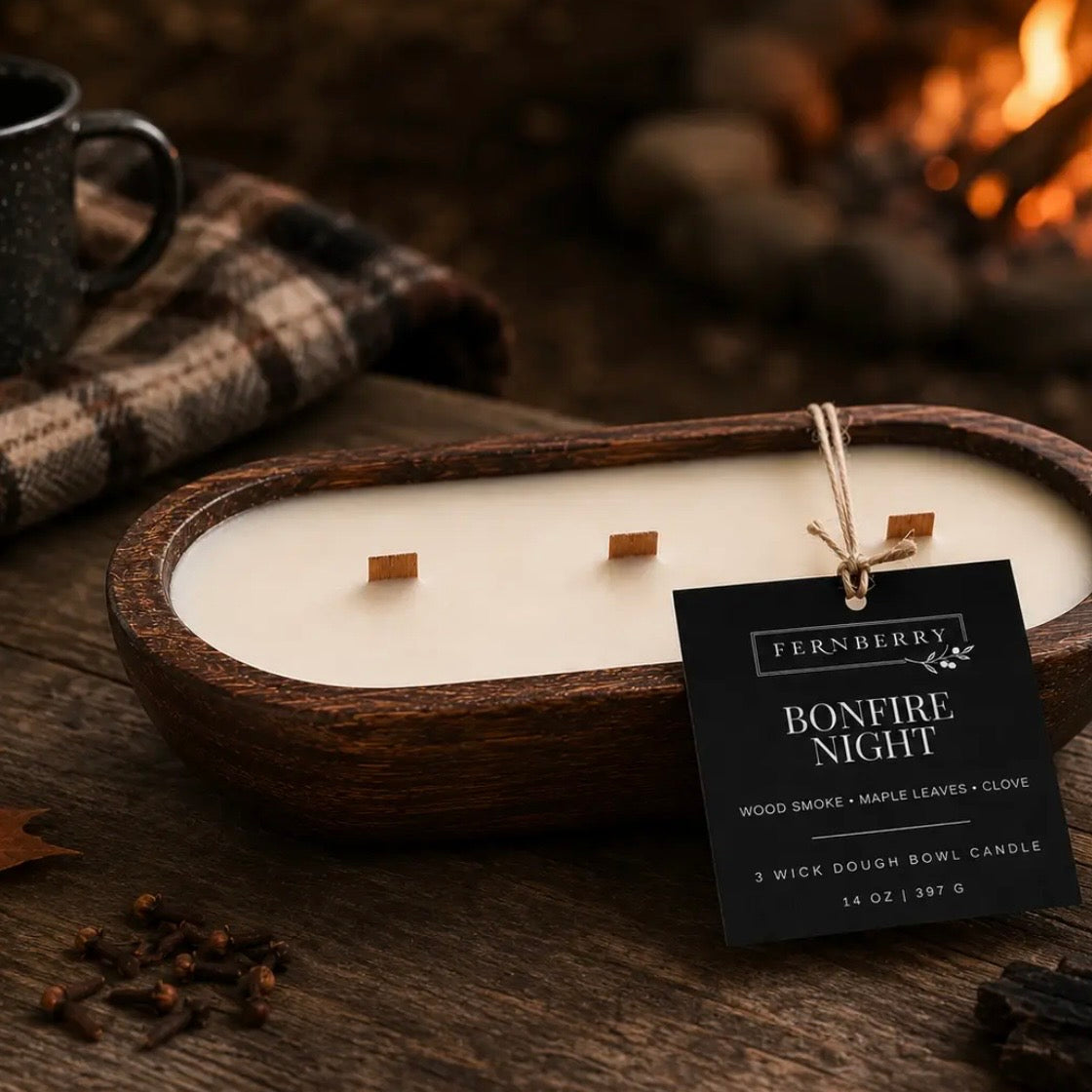 Fernberry 14 oz Three-Wick Dough Bowl Candle