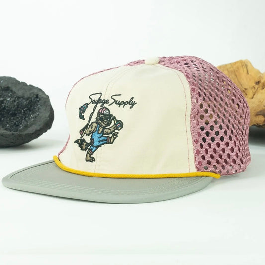 Savage Supply Dancing Raccoon Mesh Floating Hat - Khaki/Green/Mauve