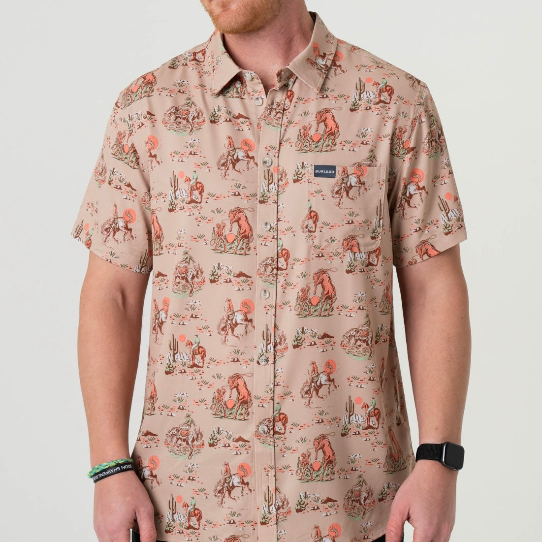 Burlebo Performance Button Up - Cowboy Up Khaki
