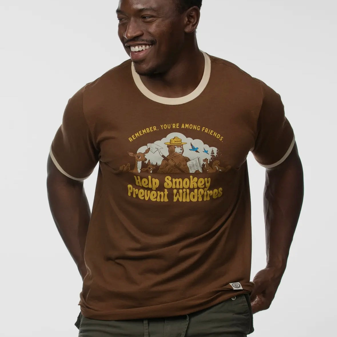 The Landmark Project Smokey Among Friends Ringer Tee Walnut/Honeycomb