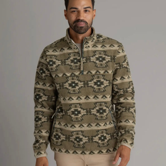 LIV Outdoor Men's Subzero 1/2 Zip Heavy Fleece Pullover in Burnt Olive Kismet