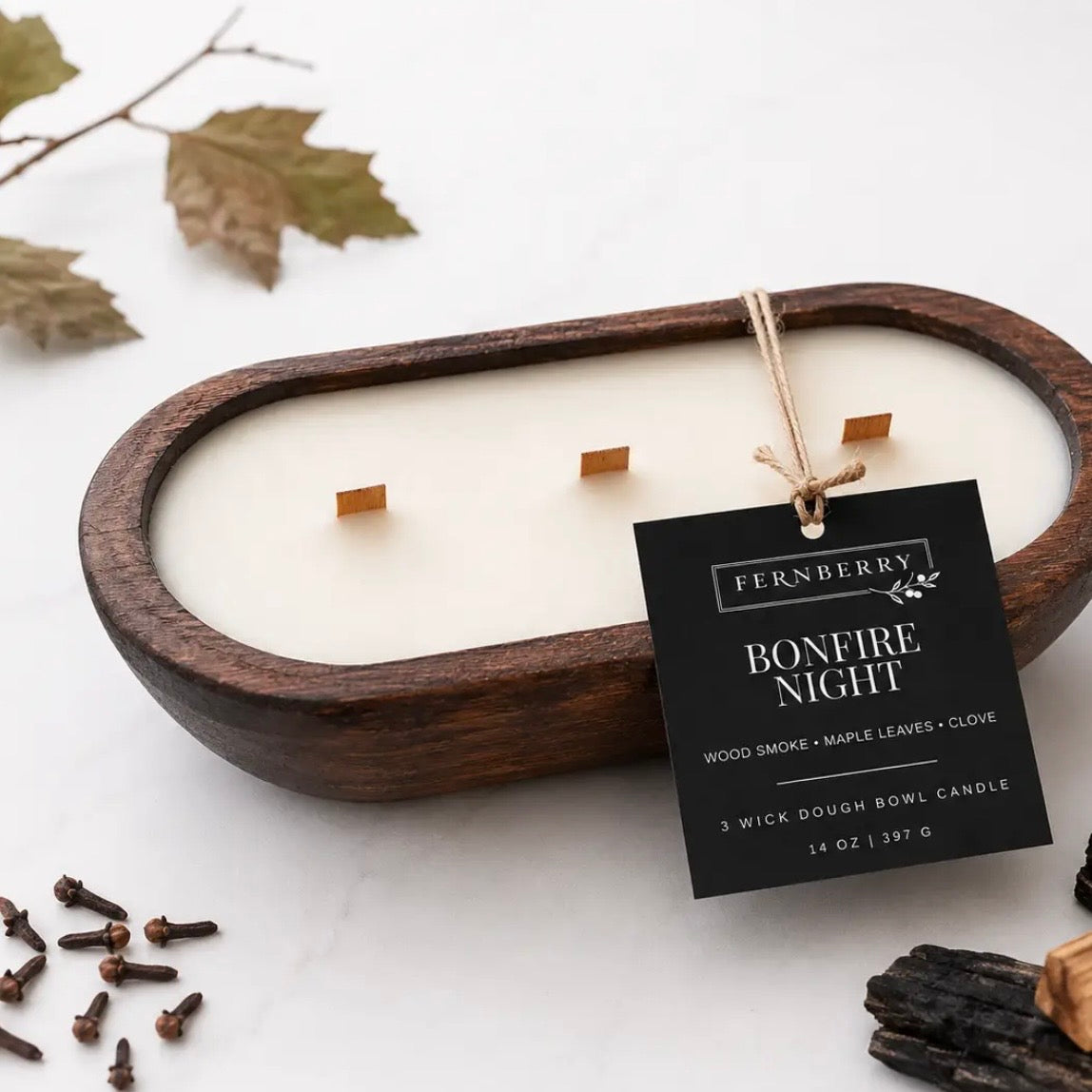 Fernberry 14 oz Three-Wick Dough Bowl Candle