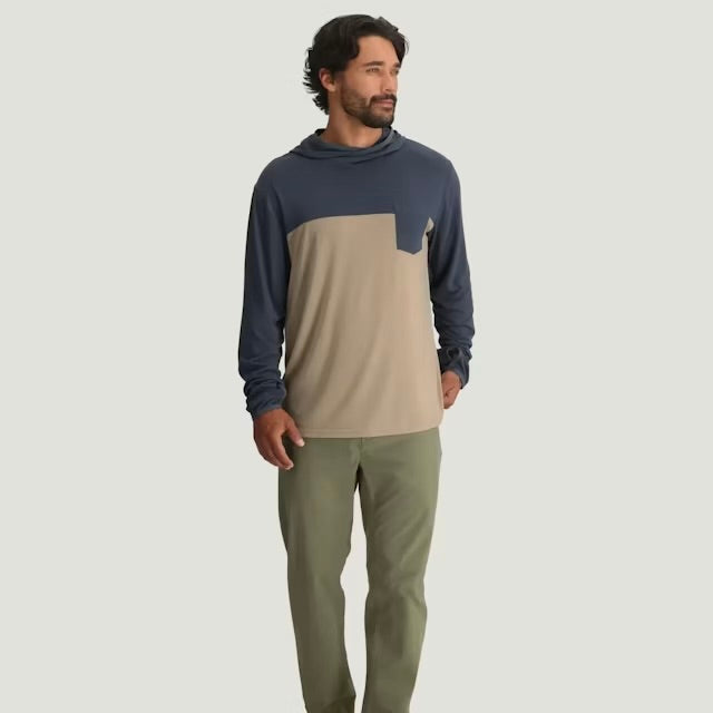 Free Fly Men's Bamboo Hybrid Hoodie - Storm Cloud / Desert Tan