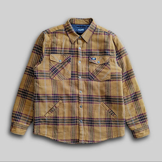 FaultLine395 Juniper Insulated Flannel Shacket-Dijon/Maroon