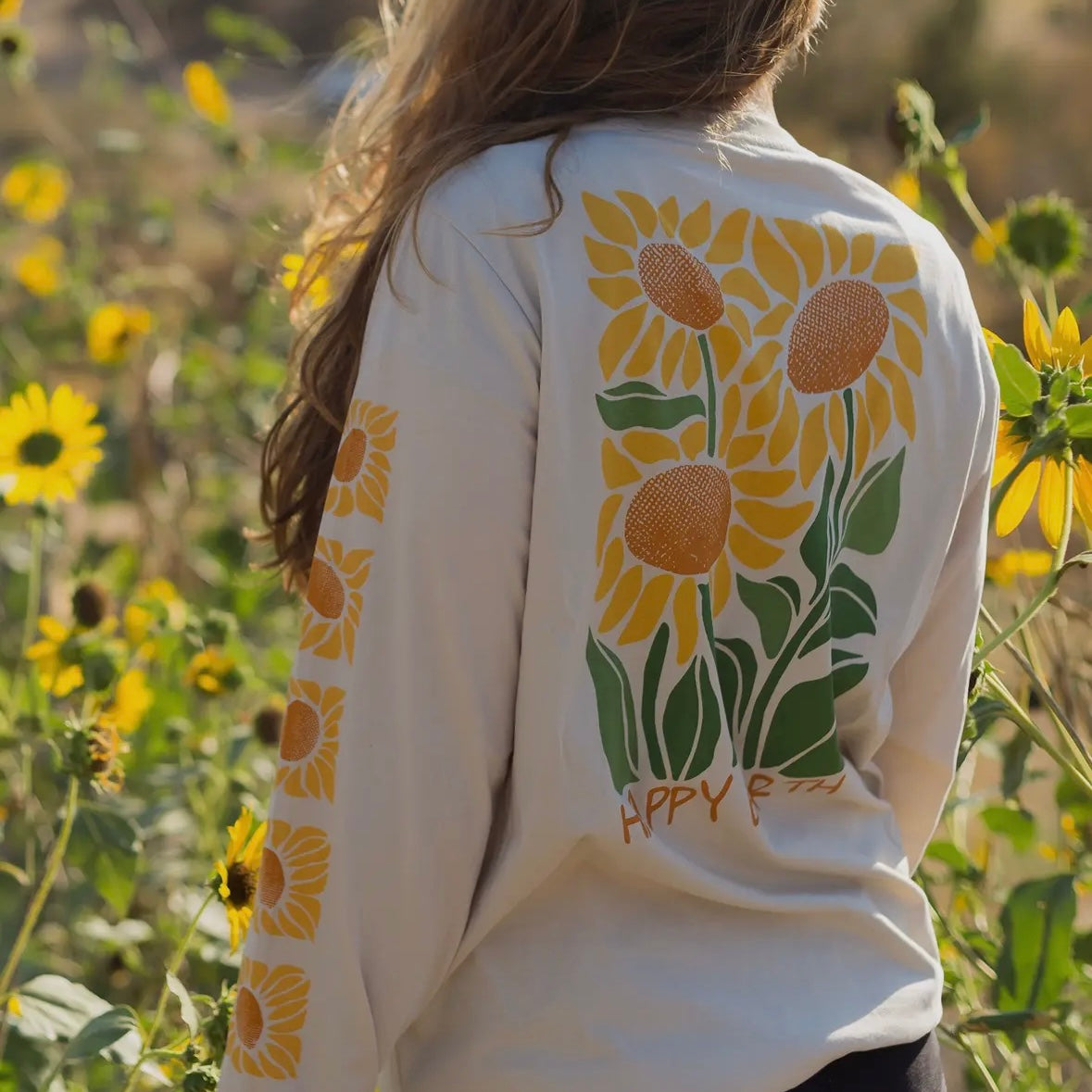 Happy Earth Sunflowers Long Sleeve Tee